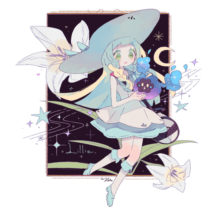 lillie and cosmog (pokemon and 1 more) drawn by pinpeuru