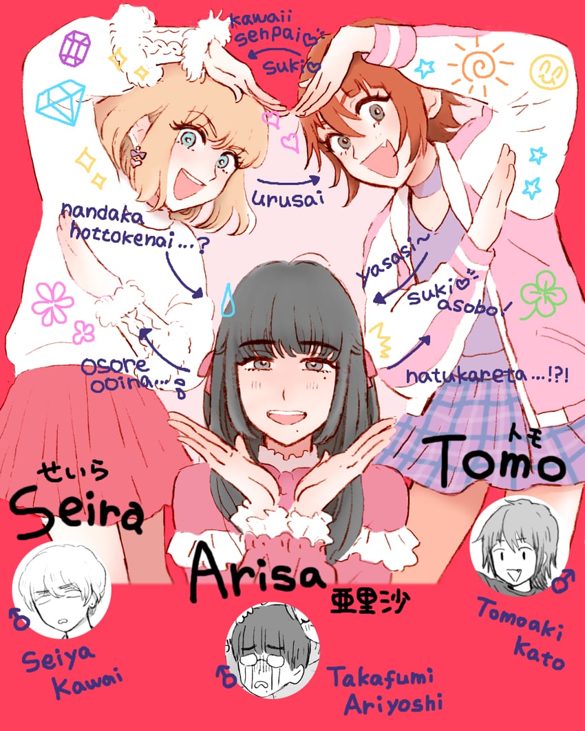 arisa, seira, and tomo (original) drawn by yuki_touko