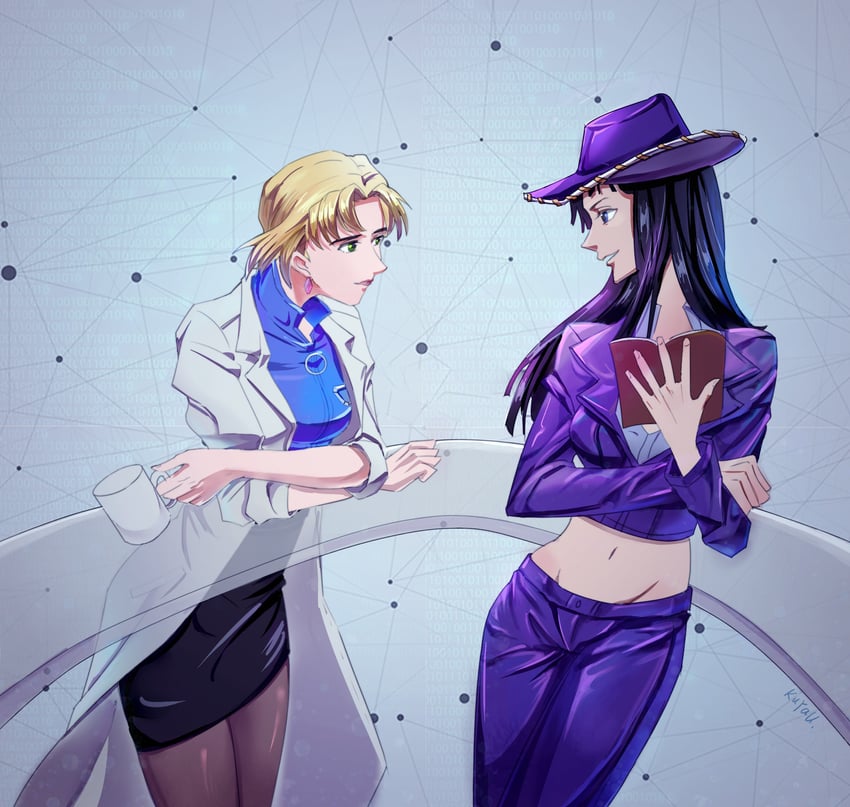 nico robin, akagi ritsuko, and yamaguchi yuriko (one piece and 1 more) drawn by kuyau