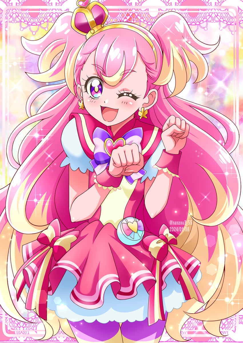 inukai komugi and cure wonderful (precure and 1 more) drawn by hanzou