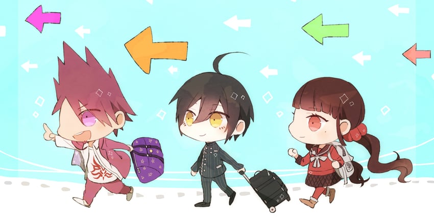 saihara shuichi, harukawa maki, and momota kaito (danganronpa and 1 more) drawn by konohana_inori