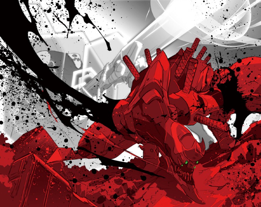 eva 02, eva 00, and zeruel (neon genesis evangelion and 2 more) drawn by fuse_ryuuta