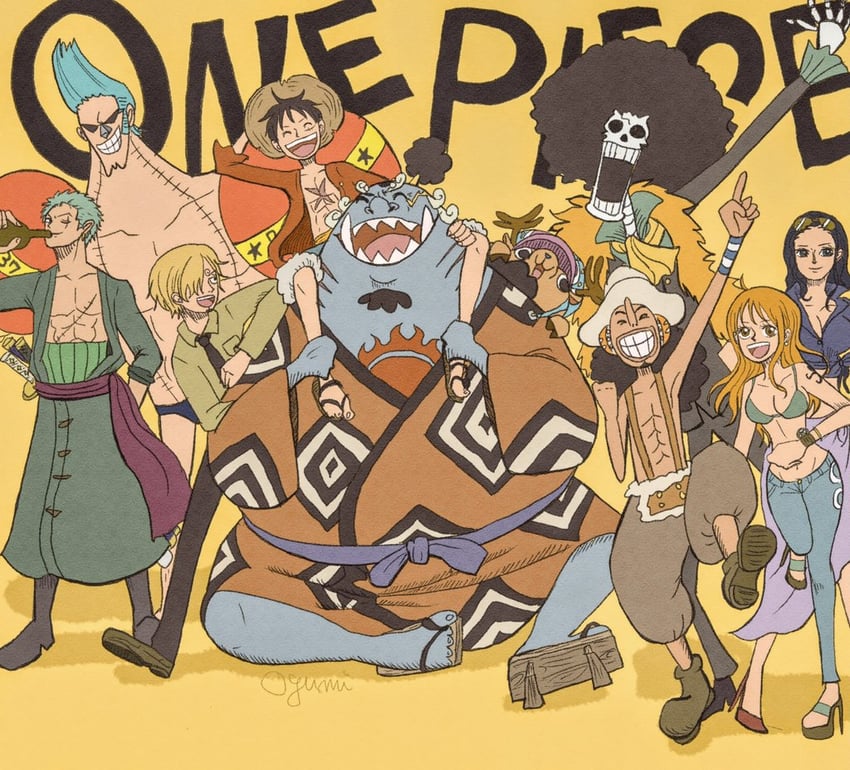 nami, monkey d. luffy, nico robin, roronoa zoro, sanji, and 5 more (one piece) drawn by oooooogu24