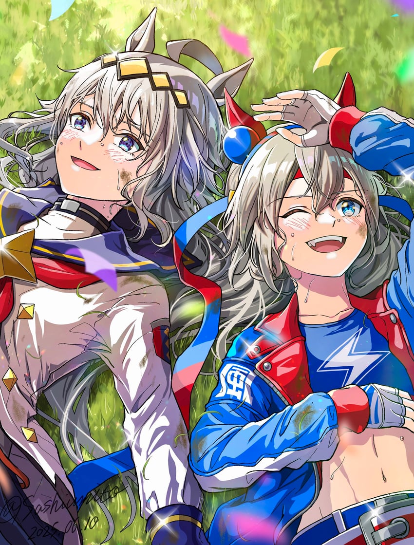 oguri cap and tamamo cross (umamusume and 1 more) drawn by sashiumito