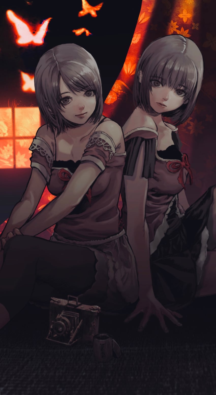 amakura mio and amakura mayu (fatal frame and 1 more) drawn by gauss_<bokashi