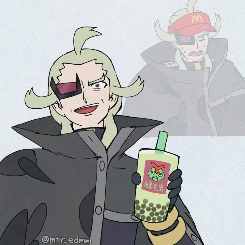caterpie and ghetsis (pokemon and 2 more) drawn by mitarashi_(mtr_edmm)