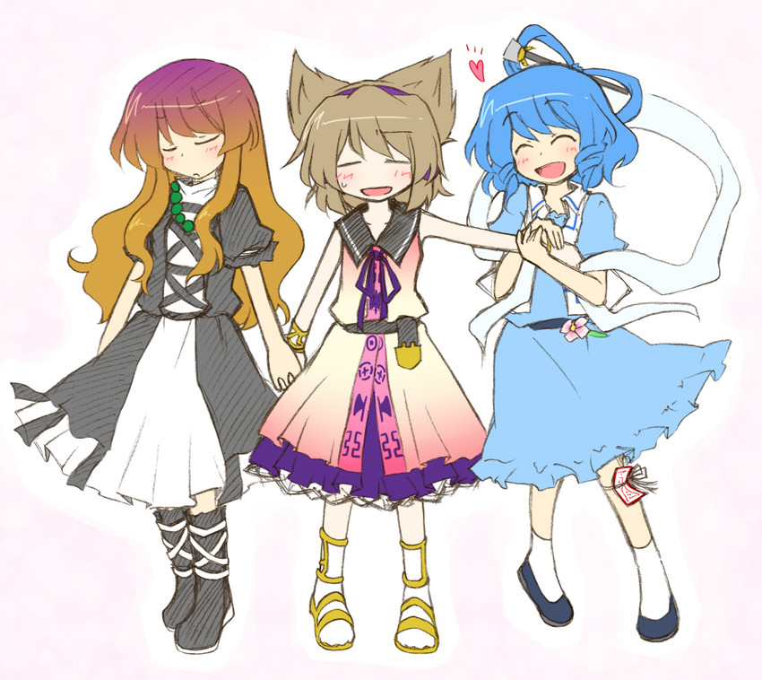 hijiri byakuren, toyosatomimi no miko, and kaku seiga (touhou) drawn by kazeha_(starrysky)