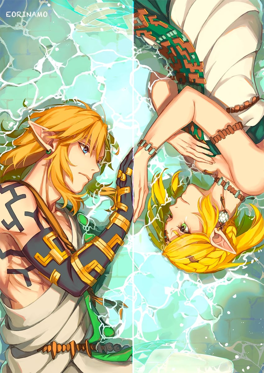 link and princess zelda (the legend of zelda and 1 more) drawn by eorinamo