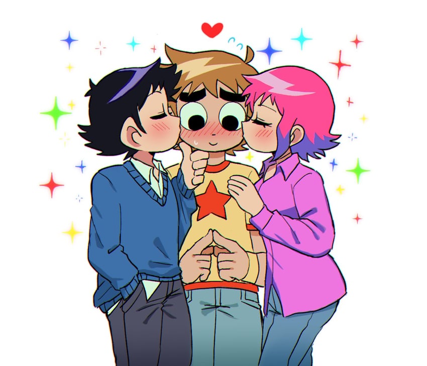 scott pilgrim, wallace wells, and ramona flowers (scott pilgrim and 1 more) drawn by guruo_(gur_sp)