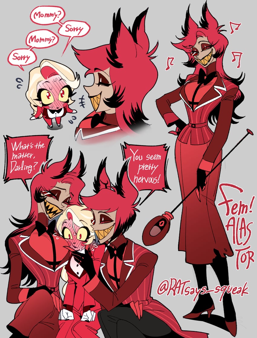 charlie morningstar and alastor (hazbin hotel) drawn by ratsays_squeak