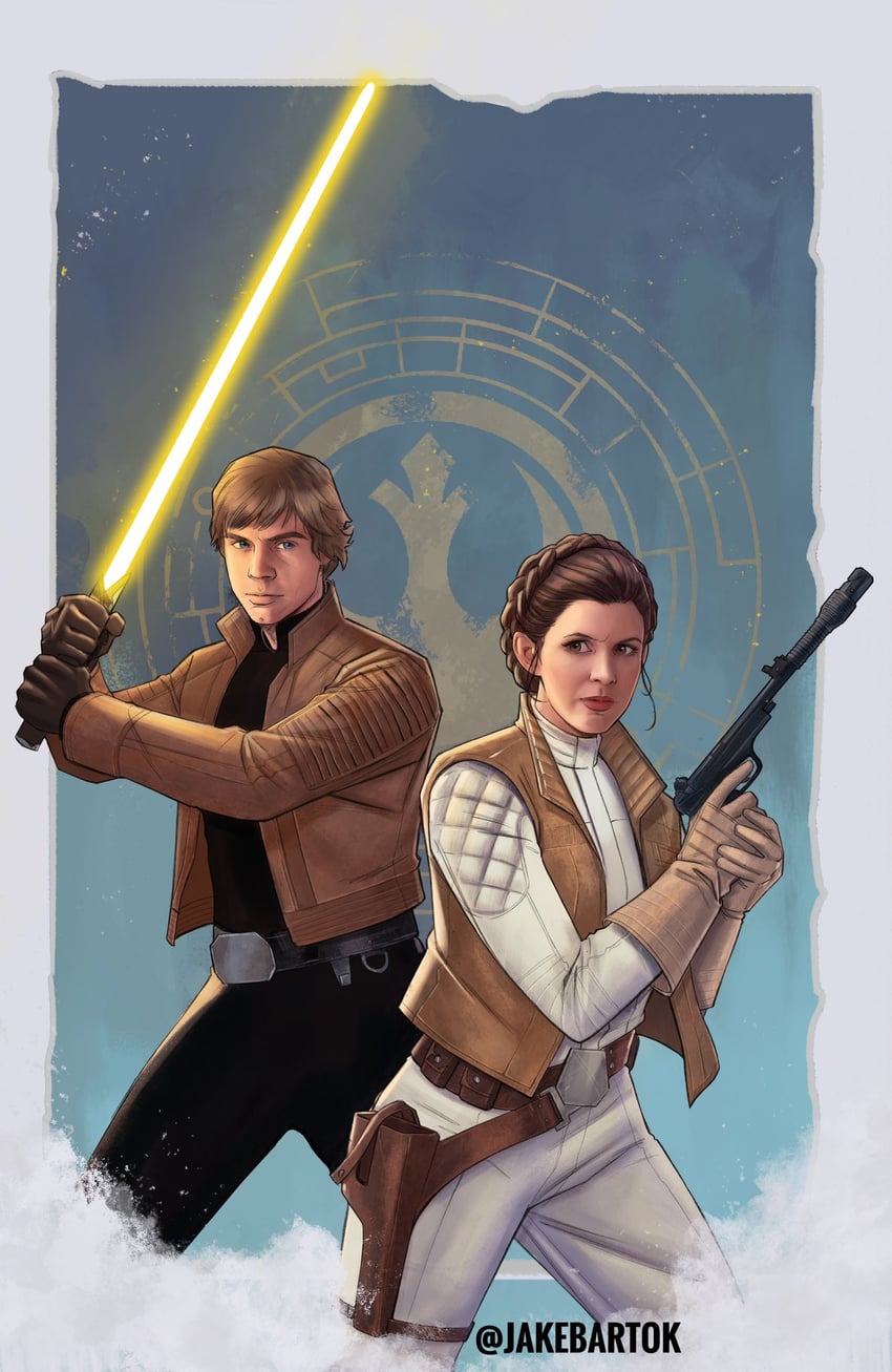princess leia and luke skywalker (star wars) drawn by jr_bartok