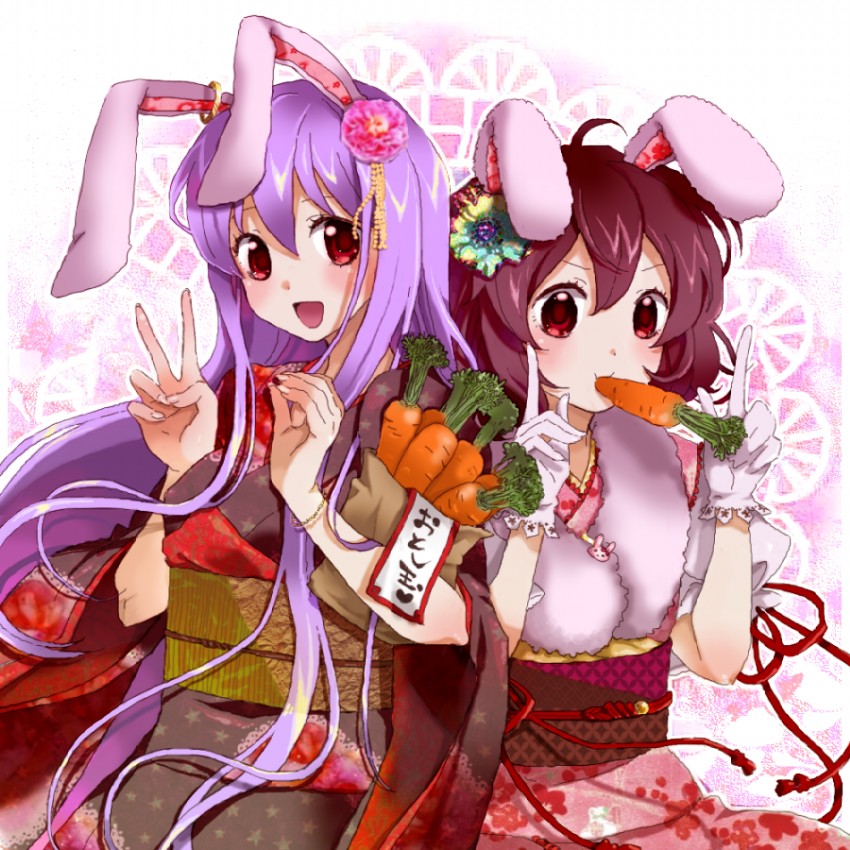reisen udongein inaba and inaba tewi (touhou) drawn by pecopewo
