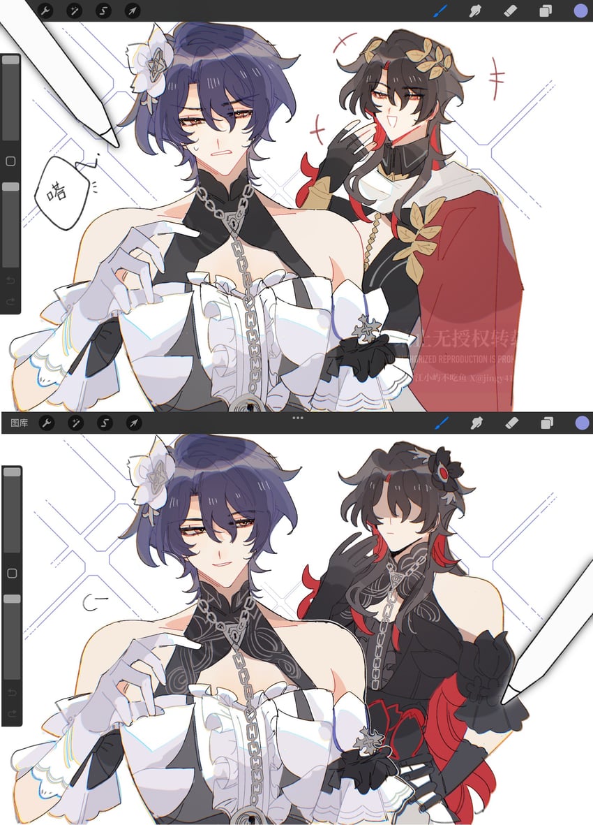 seele vollerei and dr. ratio (honkai and 2 more) drawn by sanshuiyushan