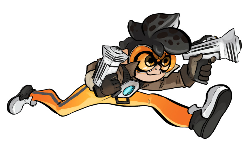 inkling player character and tracer (splatoon and 3 more) drawn by funkgamut