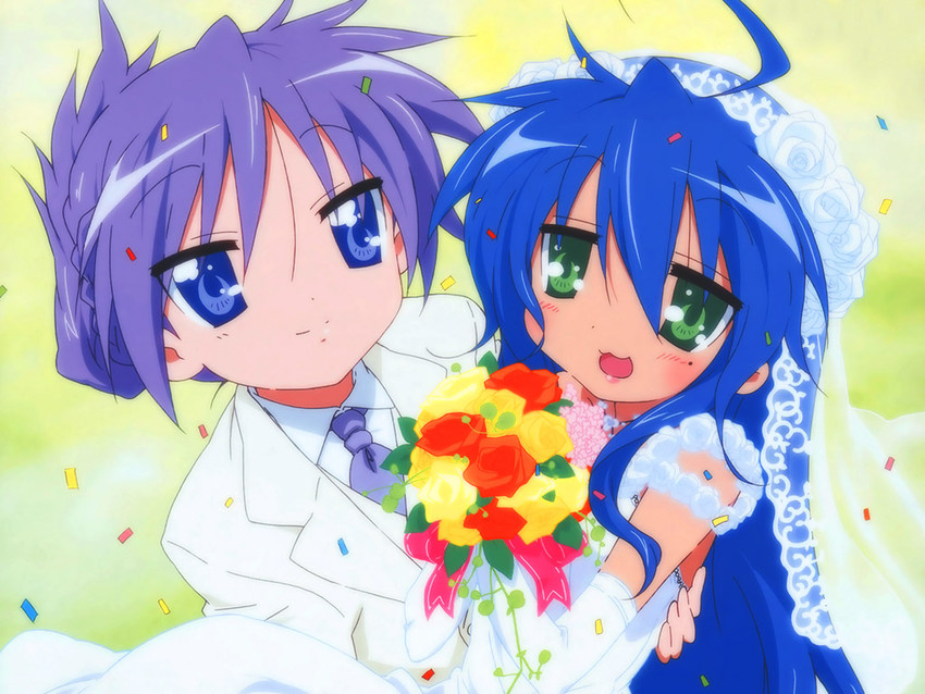 hiiragi kagami and izumi konata (lucky star) drawn by sakamoto_kazuya
