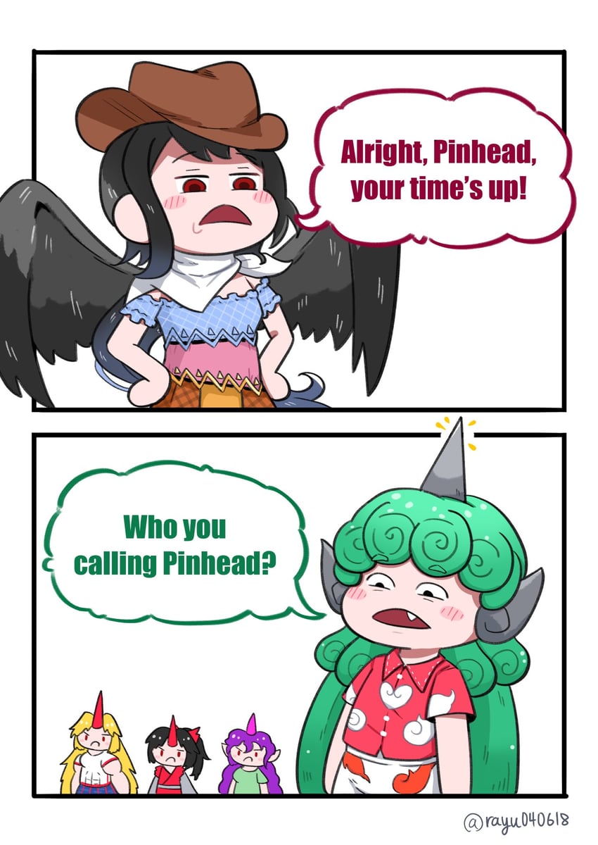 hoshiguma yuugi, kurokoma saki, komano aunn, tenkajin chiyari, and konngara (touhou and 1 more) drawn by ray_u