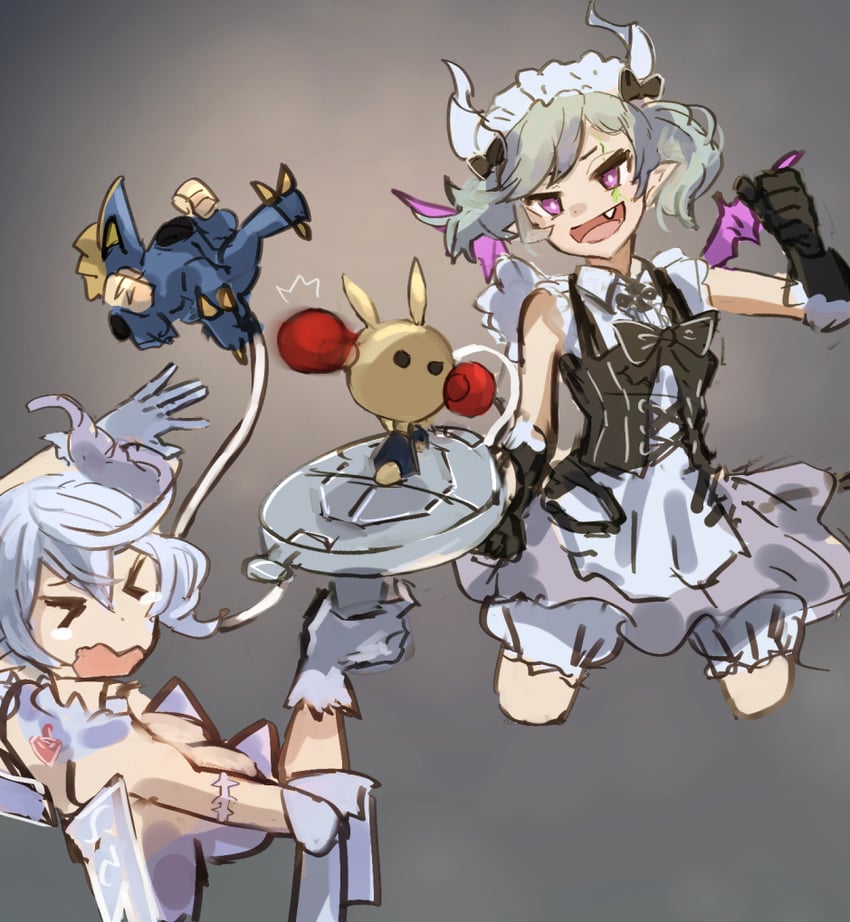 lovely labrynth of the silver castle, arianne the labrynth servant, killer emaada, and alti (yu-gi-oh!) drawn by hatano_kiyoshi