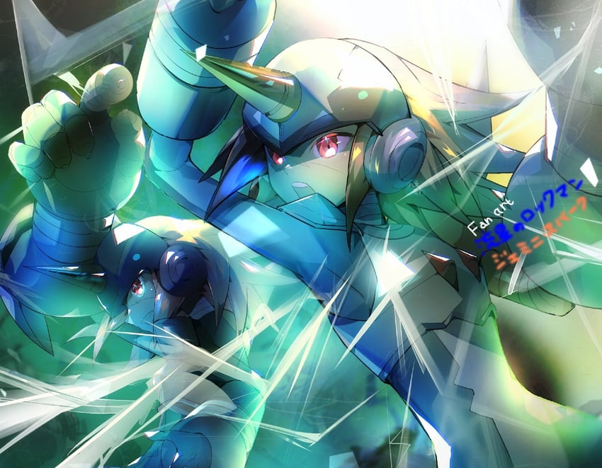 gemini spark (mega man and 1 more) drawn by hanemina