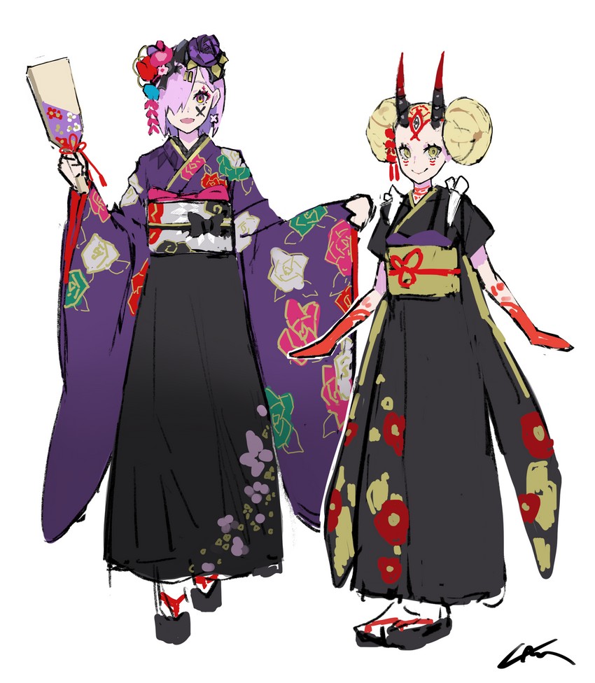 mash kyrielight and ibaraki douji (fate and 1 more) drawn by lam_(ramdayo)
