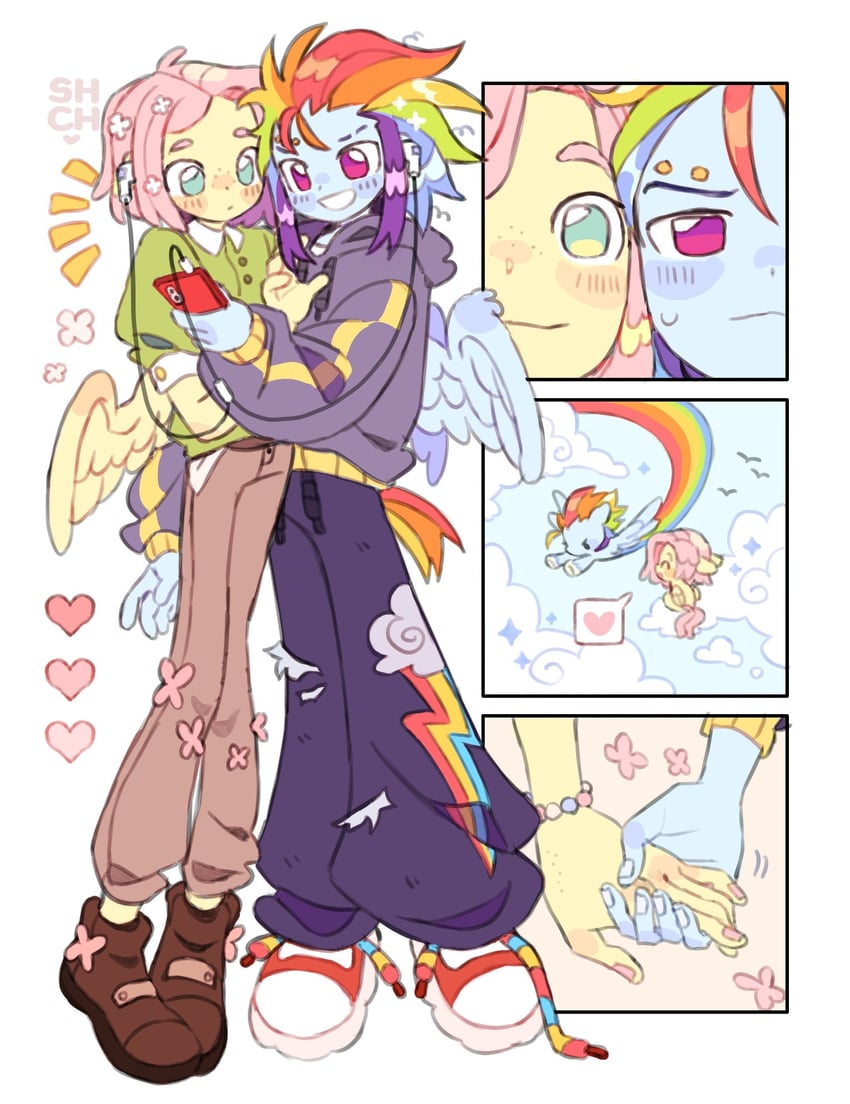 fluttershy and rainbow dash (my little pony and 2 more) drawn by sharpycharot