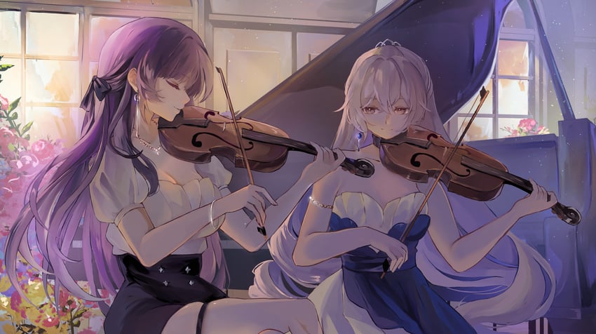 raiden mei and bronya zaychik (honkai and 1 more) drawn by mofumanju