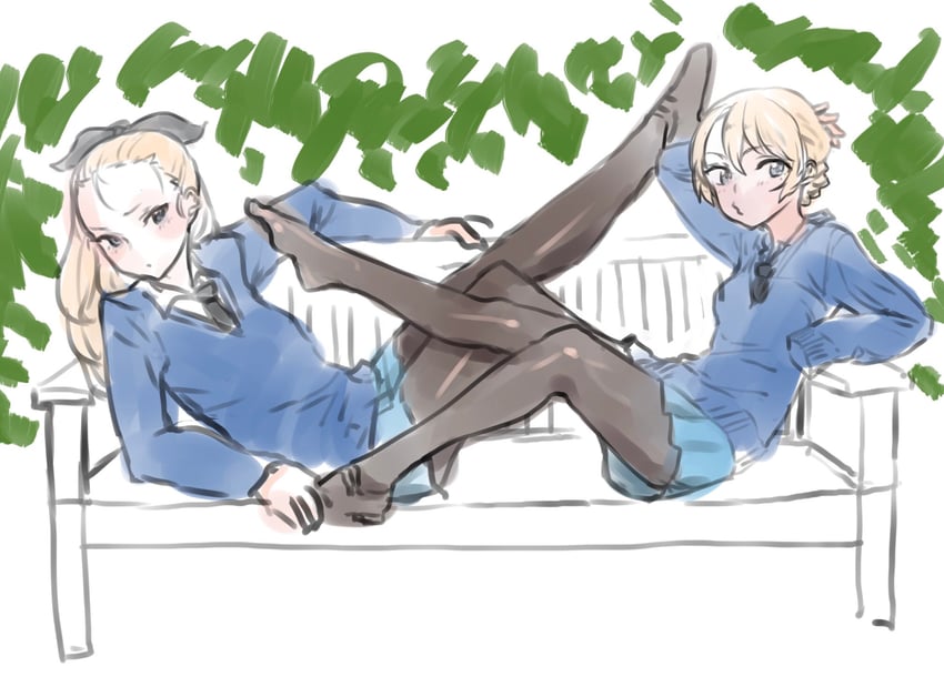 darjeeling and assam (girls und panzer) drawn by abaratani_kurou
