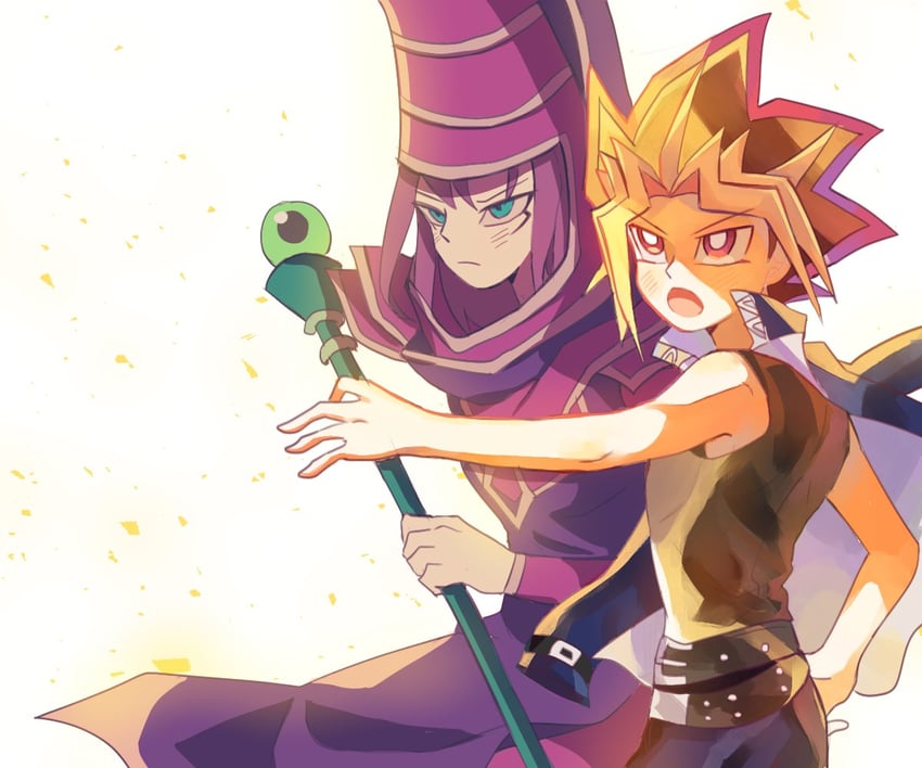 yami yugi and dark magician (yu-gi-oh!) drawn by 10439vu