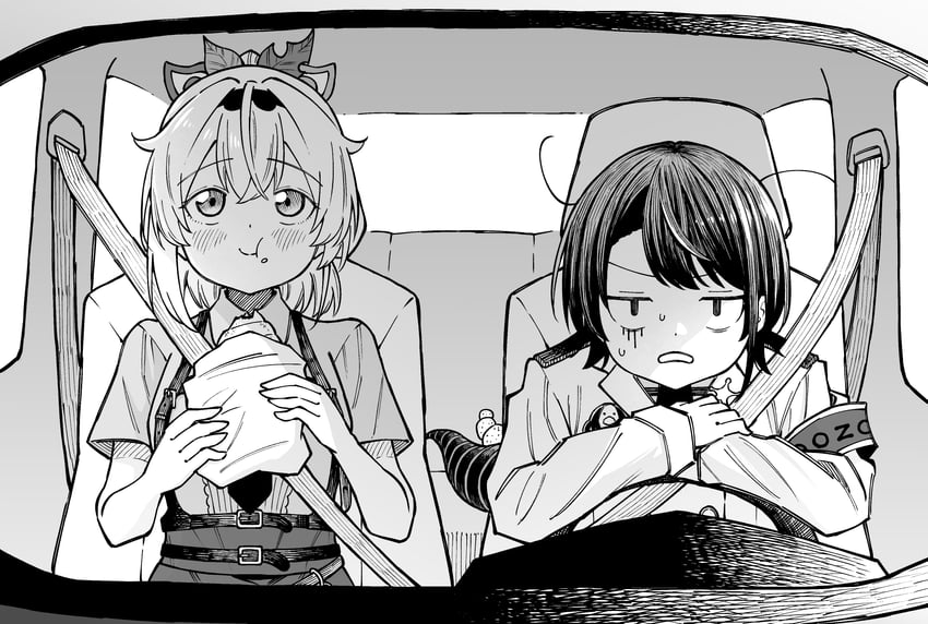 oozora subaru, la+ darknesss, and kazama iroha (hololive and 1 more) drawn by okitegami_222