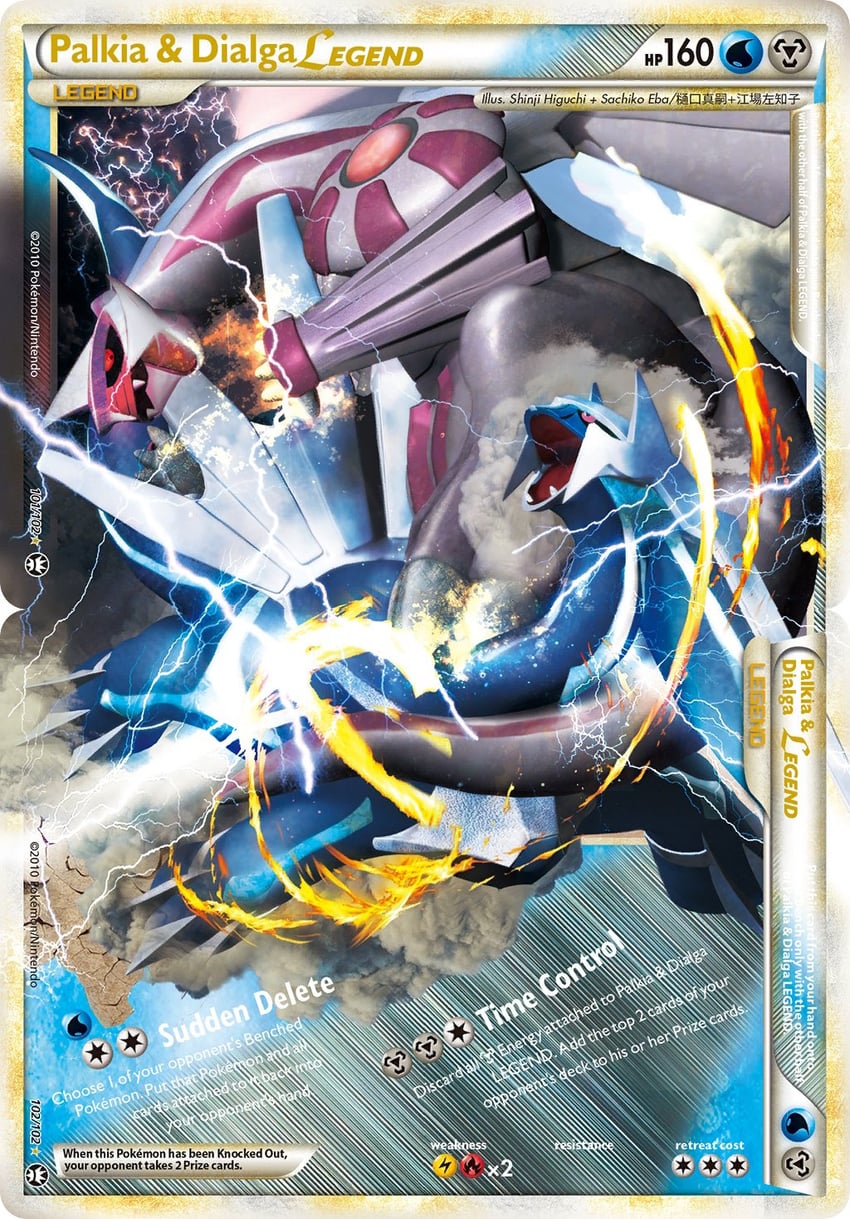 dialga and palkia (pokemon and 1 more) drawn by eba_sachiko and higuchi_shinji