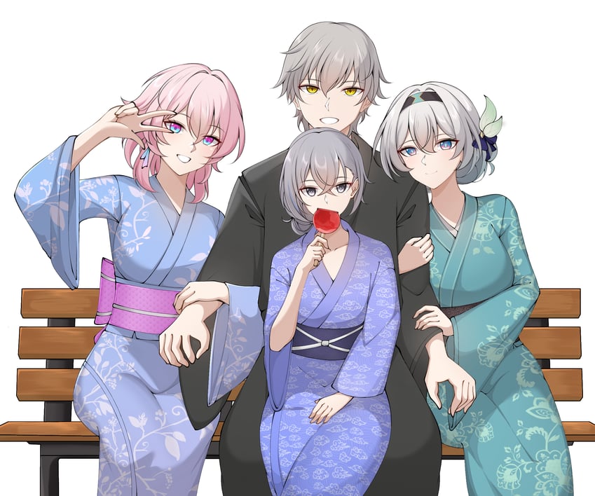 trailblazer, firefly, march 7th, caelus, and silver wolf (honkai and 1 more) drawn by centauri-d