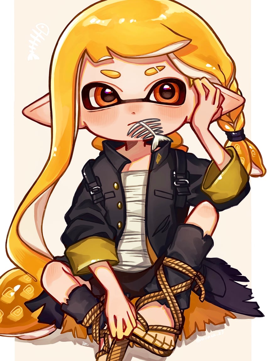 inkling player character and inkling girl (splatoon and 1 more) drawn by aoaza_83