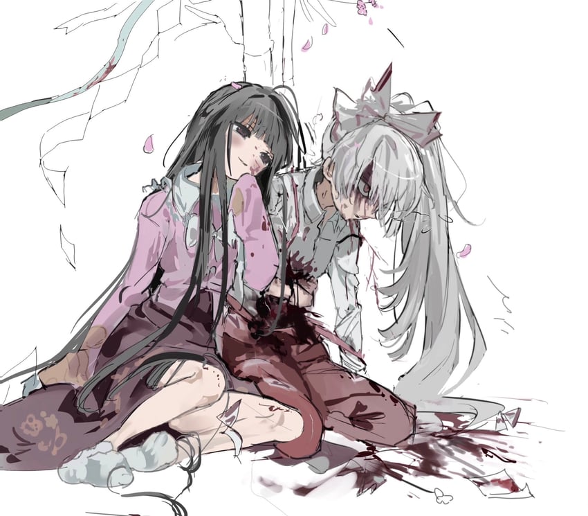 fujiwara no mokou and houraisan kaguya (touhou) drawn by sesmkun