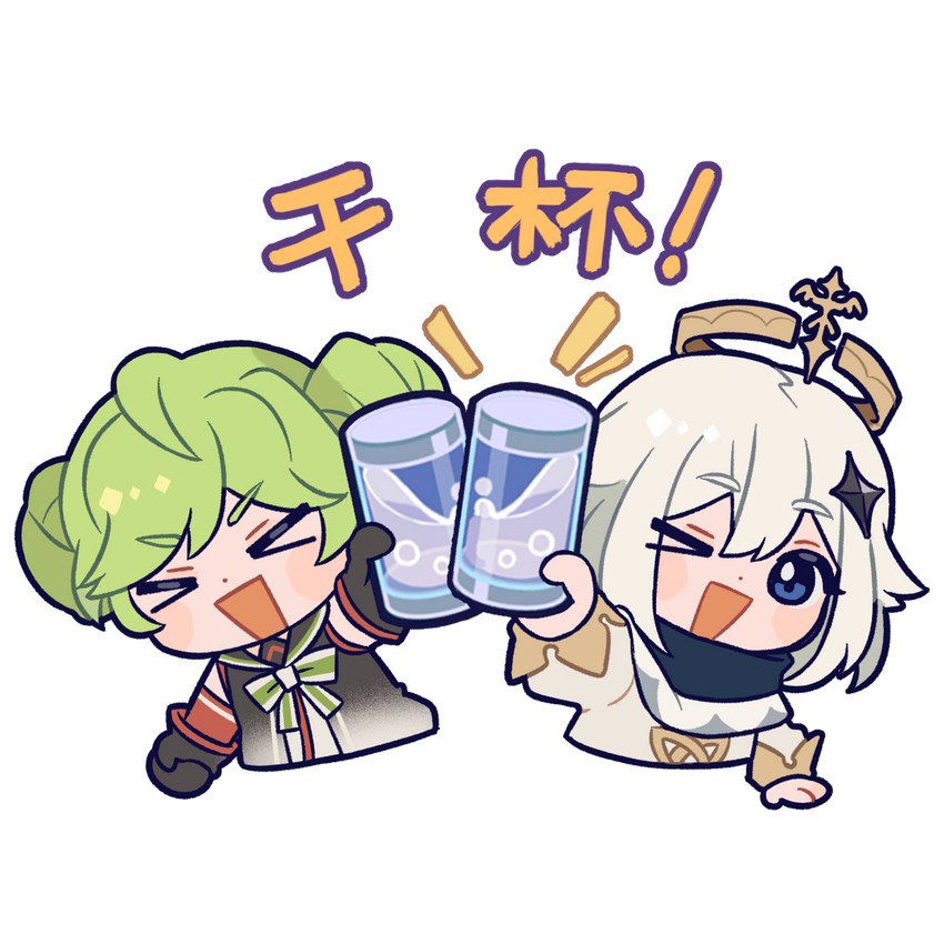 paimon and ai-chan (genshin impact and 3 more)