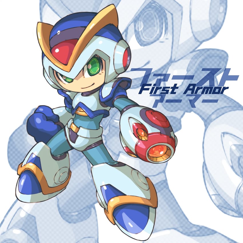x and first armor x (mega man and 2 more) drawn by iikoao