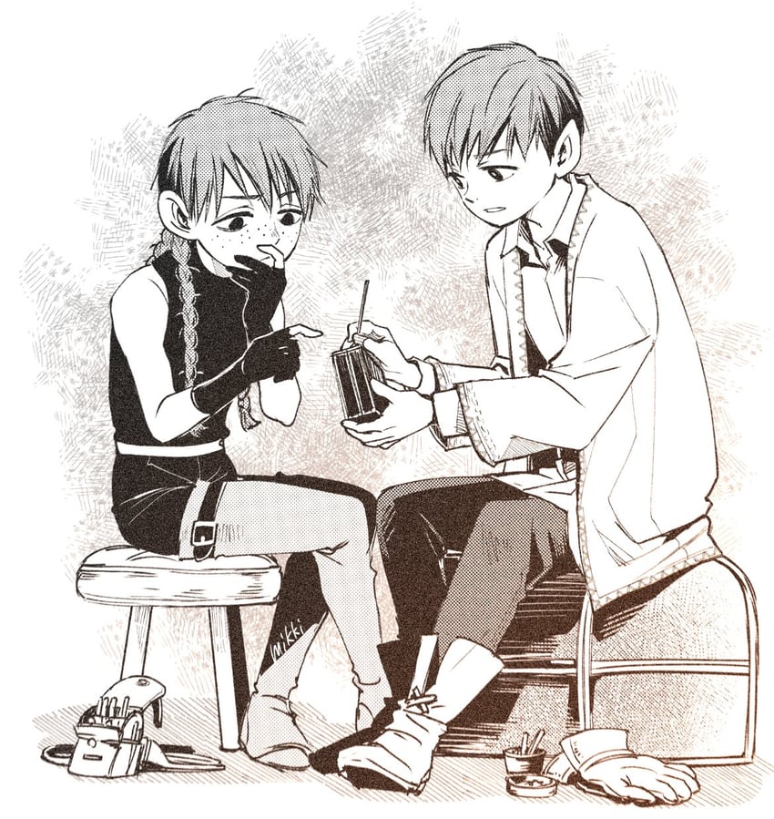 chilchuck tims and mayjack (dungeon meshi) drawn by mikki_(asmp)