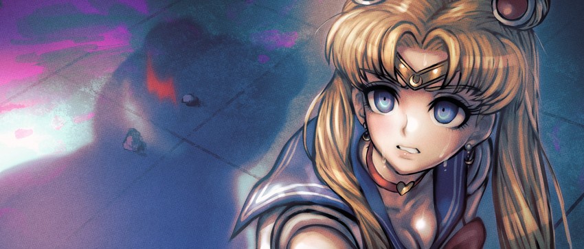tsukino usagi, sailor moon, and monokuma (danganronpa and 2 more) drawn by minster_(dooke)