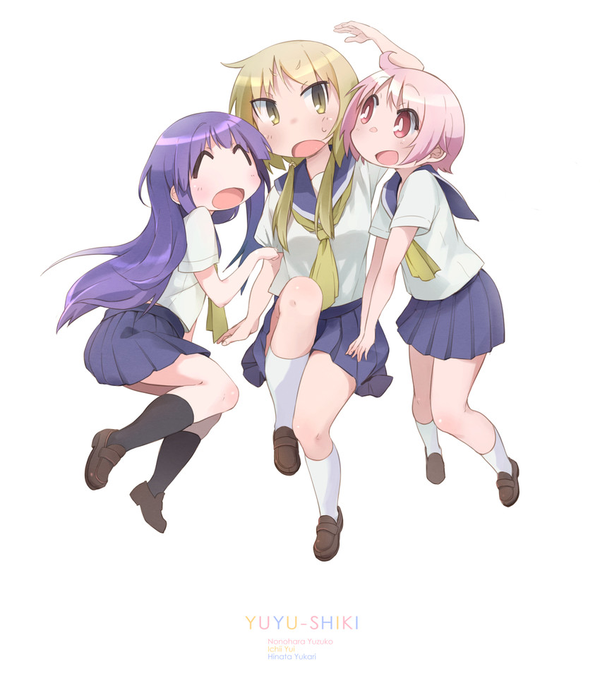 ichii yui, hinata yukari, and nonohara yuzuko (yuyushiki) drawn by okayparium