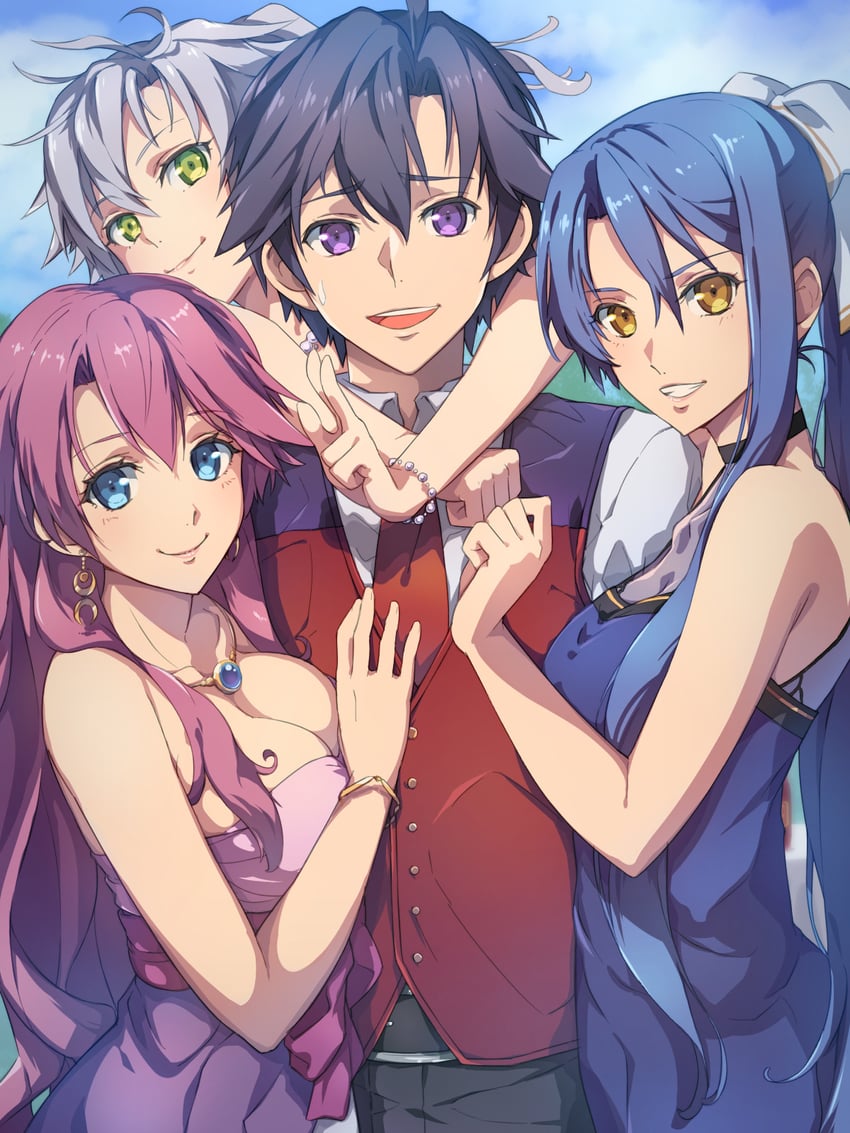 rean schwarzer, fie claussell, emma millstein, and laura s. arseid (eiyuu densetsu and 2 more) drawn by chiharu_(9654784)