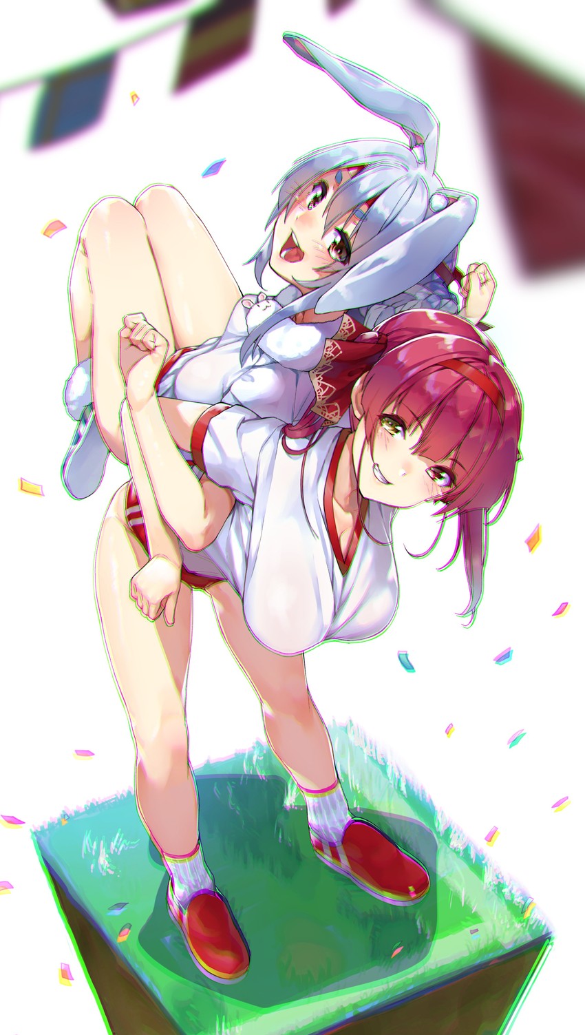 houshou marine and usada pekora (hololive) drawn by koubou_(cowbow_kun)
