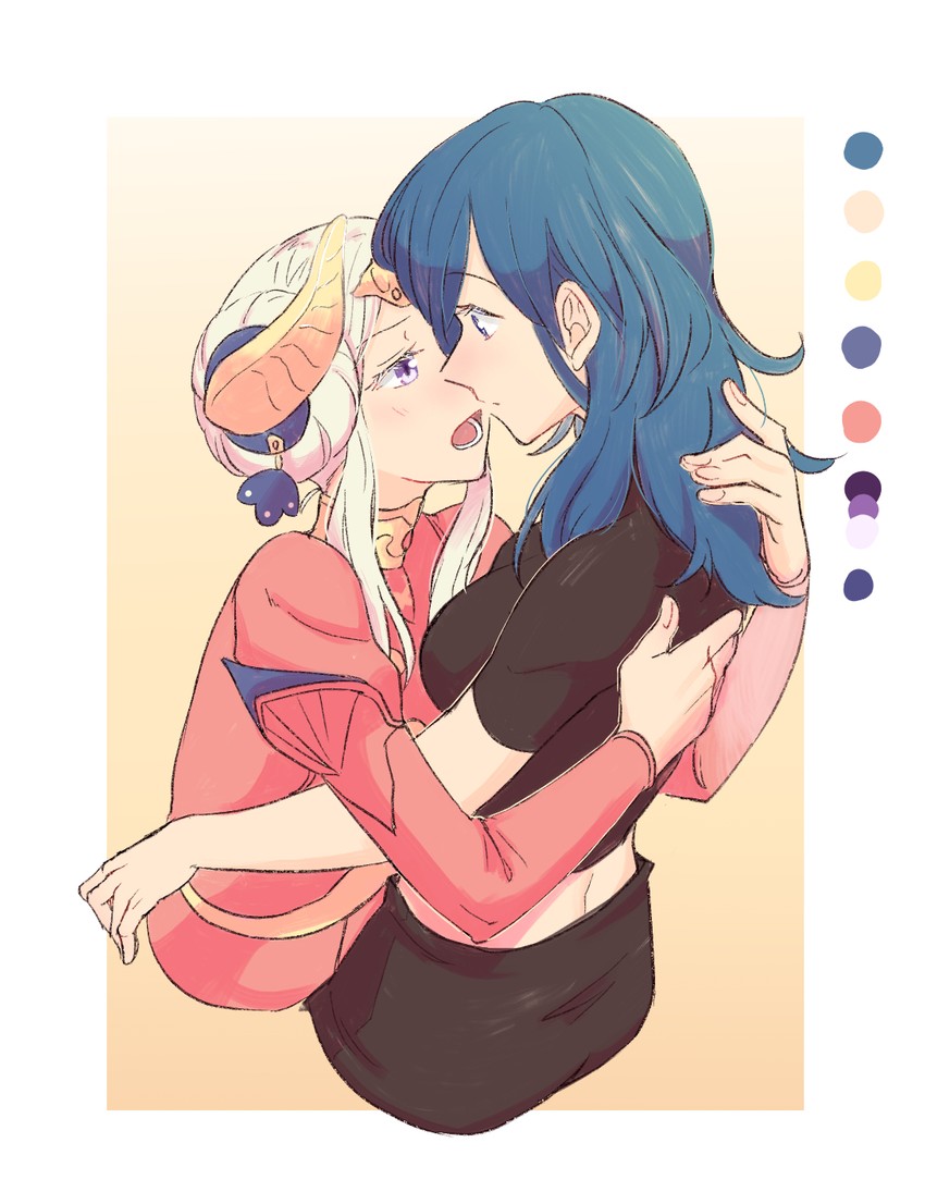 female byleth and edelgard von hresvelg (fire emblem and 1 more) drawn by riromomo