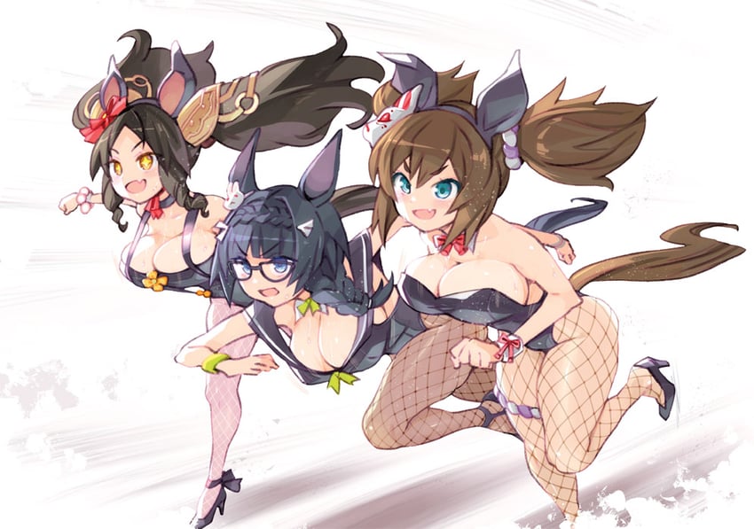 inari one, zenno rob roy, and marvelous sunday (umamusume) drawn by ryoji_(nomura_ryouji)