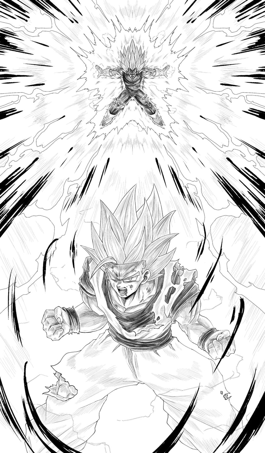 son goku and vegeta (dragon ball and 1 more) drawn by mkmochimochi