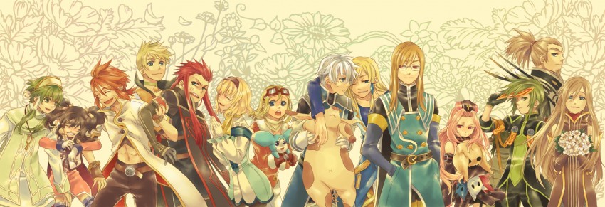 tear grants, luke fon fabre, anise tatlin, natalia luzu kimlasca lanvaldear, jade curtiss, and 10 more (tales of and 1 more) drawn by miho_(mi)