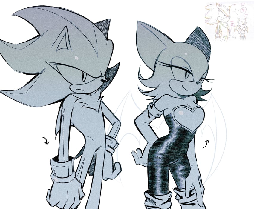 shadow the hedgehog and rouge the bat (sonic) drawn by sa1k_a