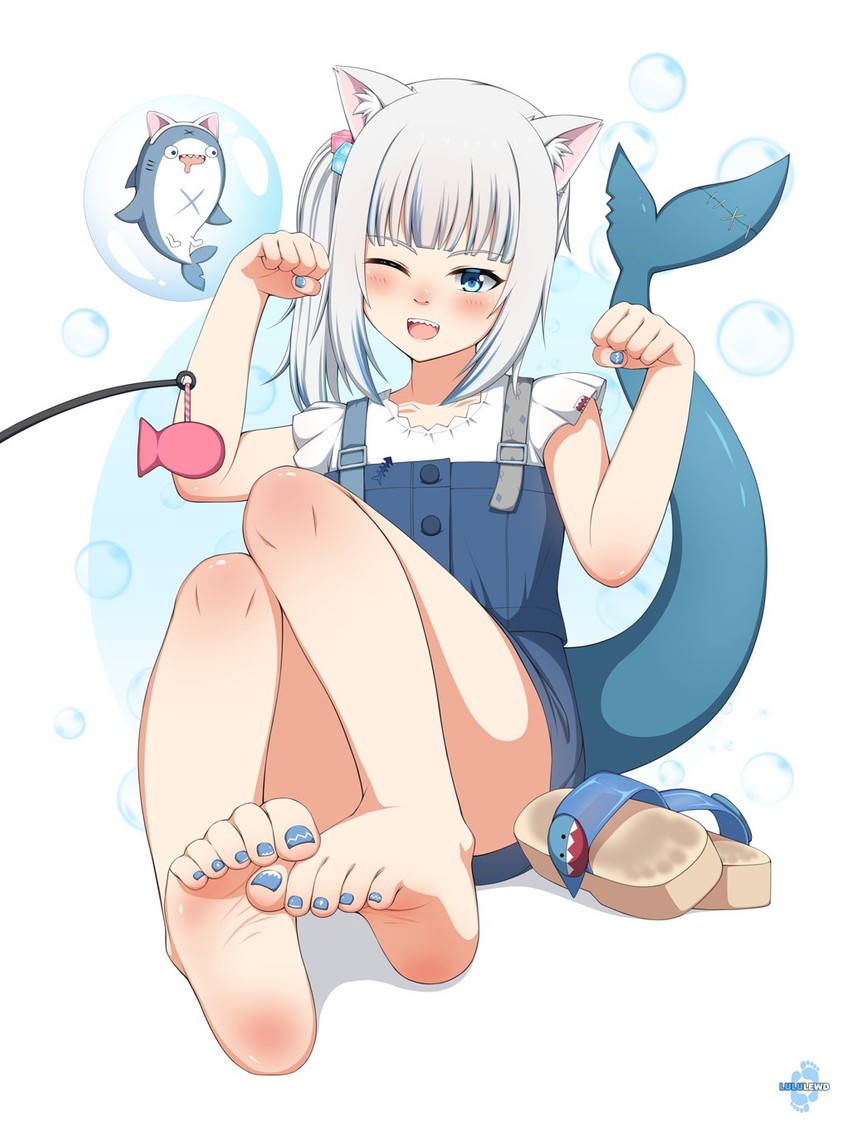 gawr gura and bloop (hololive and 1 more) drawn by lululewd