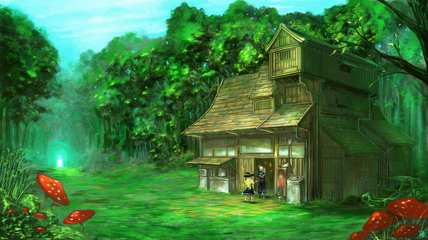 kirisame marisa and morichika rinnosuke (touhou) drawn by rat_huang