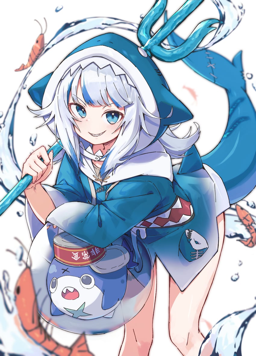 gawr gura and bloop (hololive and 1 more) drawn by zizi_niisan