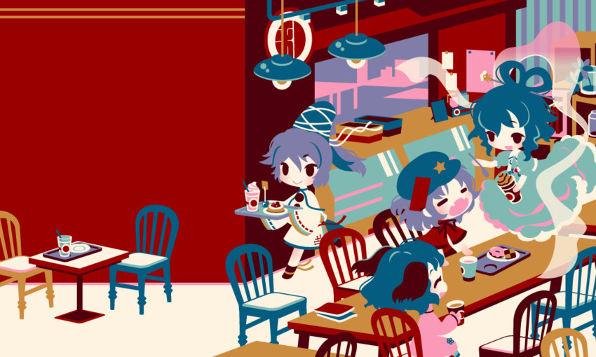 mononobe no futo, kaku seiga, miyako yoshika, and kasodani kyouko (touhou and 1 more) drawn by shinonoko