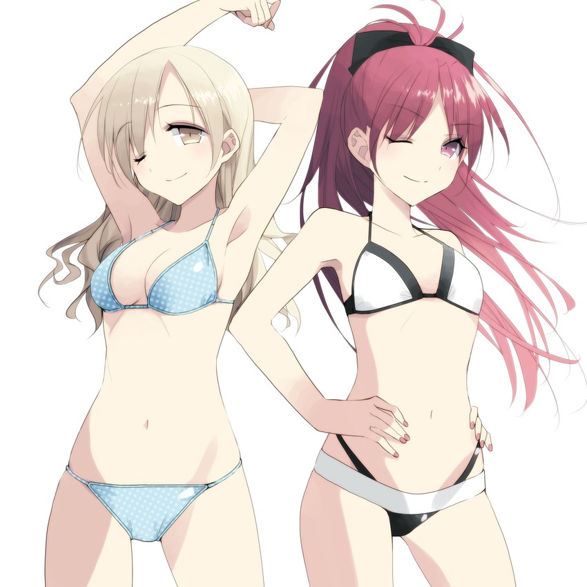 sakura kyoko and tomoe mami (mahou shoujo madoka magica) drawn by misteor