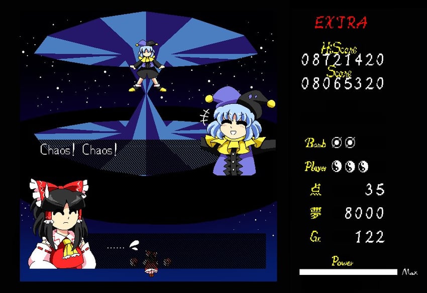 hakurei reimu and jevil (touhou and 2 more) drawn by aimturein